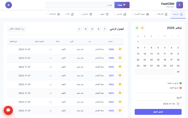 لوحة تحكم FastCRM